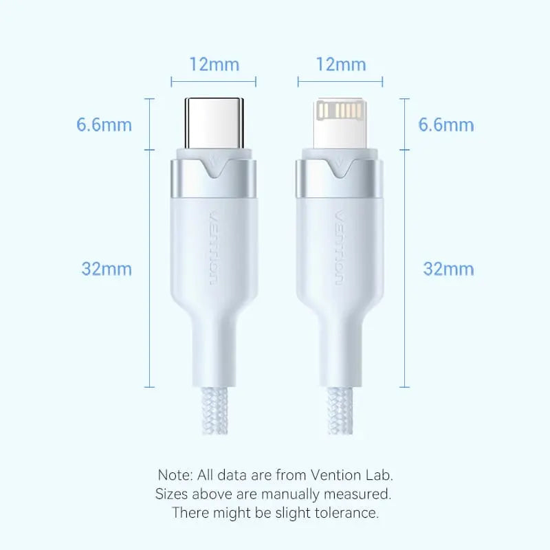 Vention USB 2.0 Type-C Male to Lightning Male 3A Cable Aluminum Alloy Type