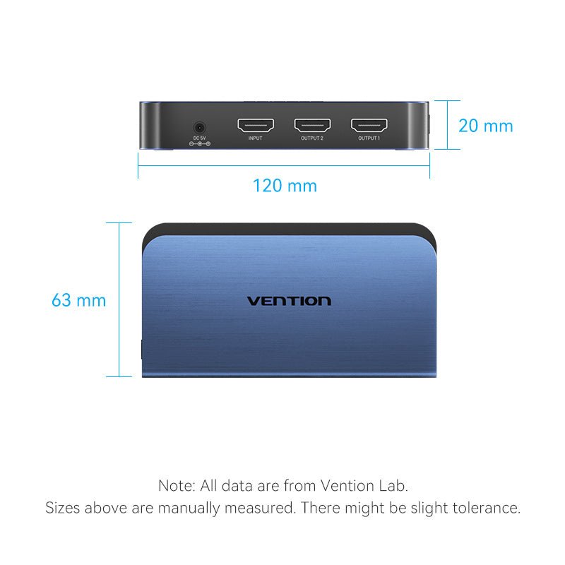 Vention 1 In 2 Out HDMI™ Splitter Blue Aluminum Alloy Type EU Standard