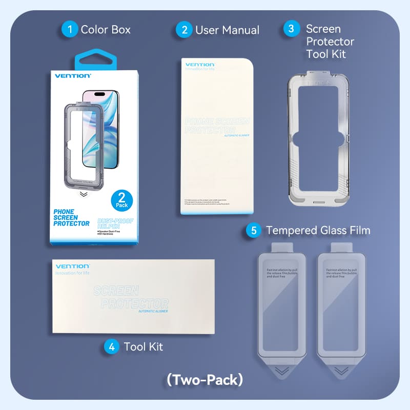 Vention HD Tempered Glass Screen Protector for iPhone 15 with Dust-Free Installation Tool