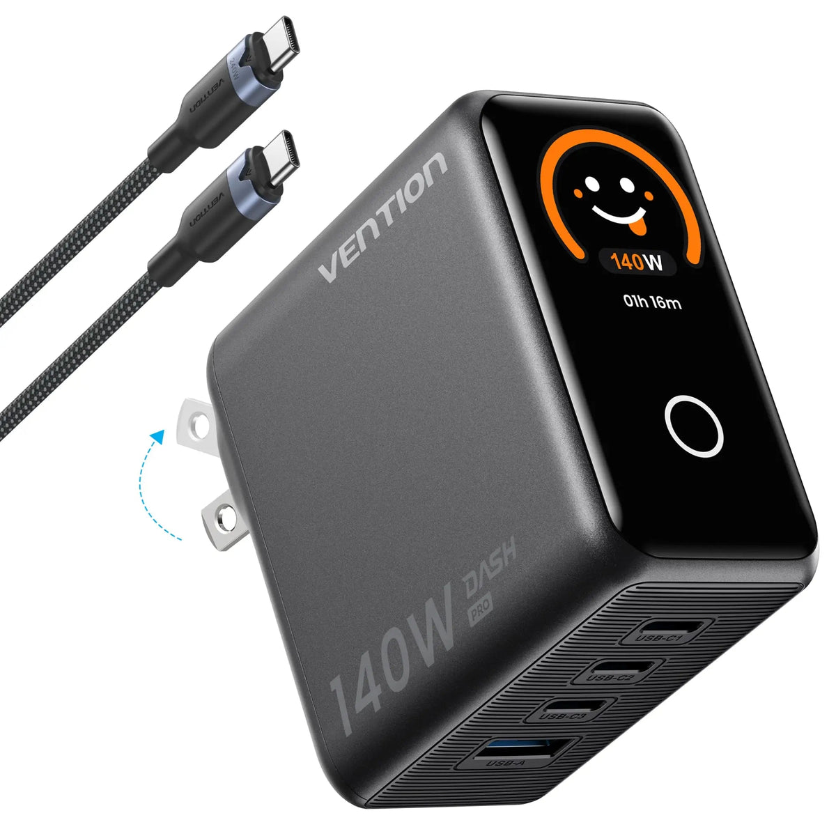 DASH PRO 140W 4-Port GaN5.0 Charger with Smart Display