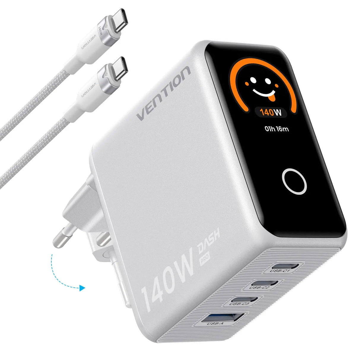 DASH PRO 140W 4-Port GaN5.0 Charger with Smart Display