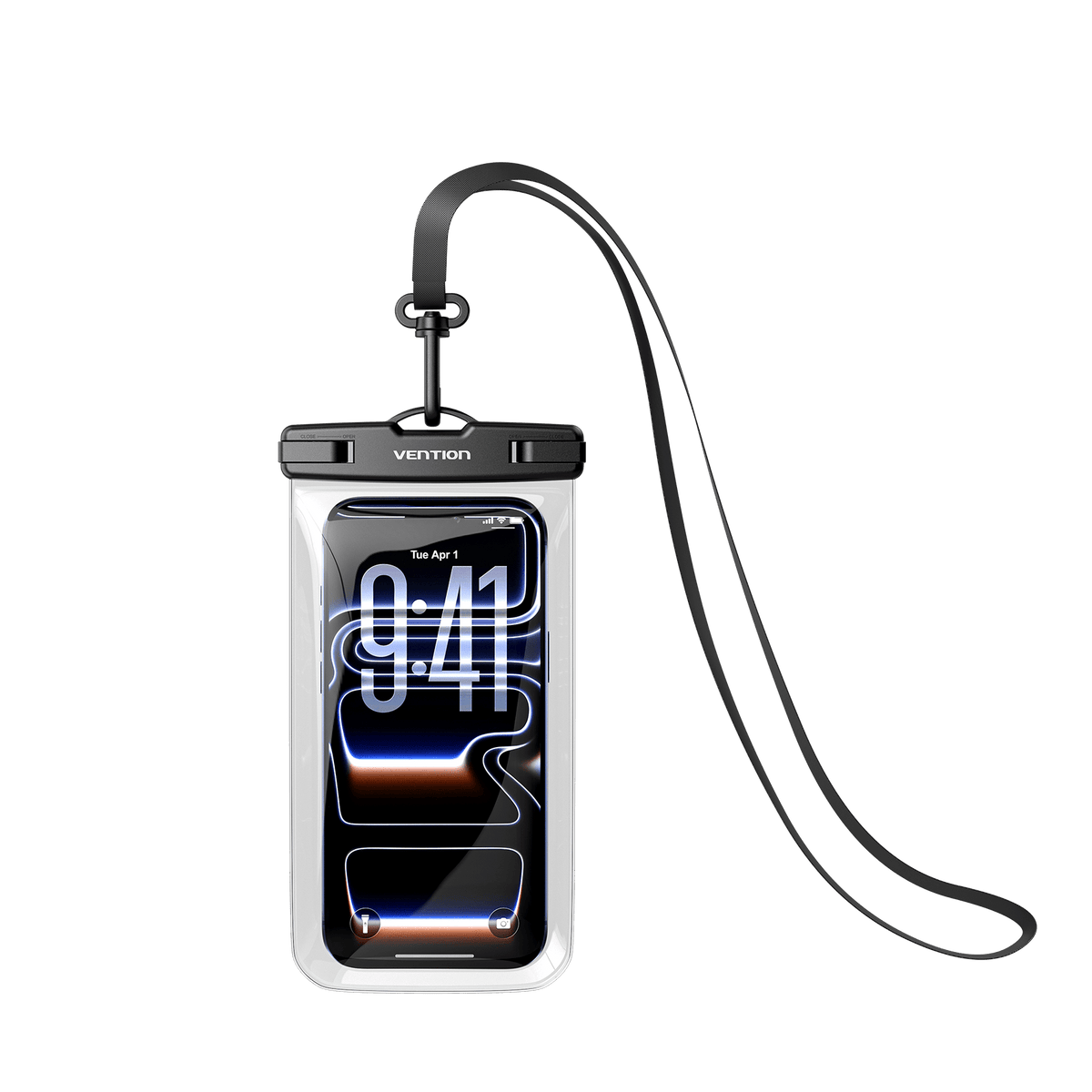 Vention 7.2-Inch Transparent Waterproof Phone Pouch with Lock Seal Black