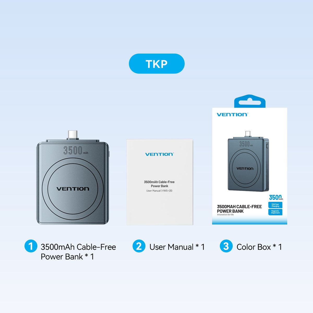 Vention Cable-Free M.2 NVMe SSD Enclosure+ 3500mAh Power Bank