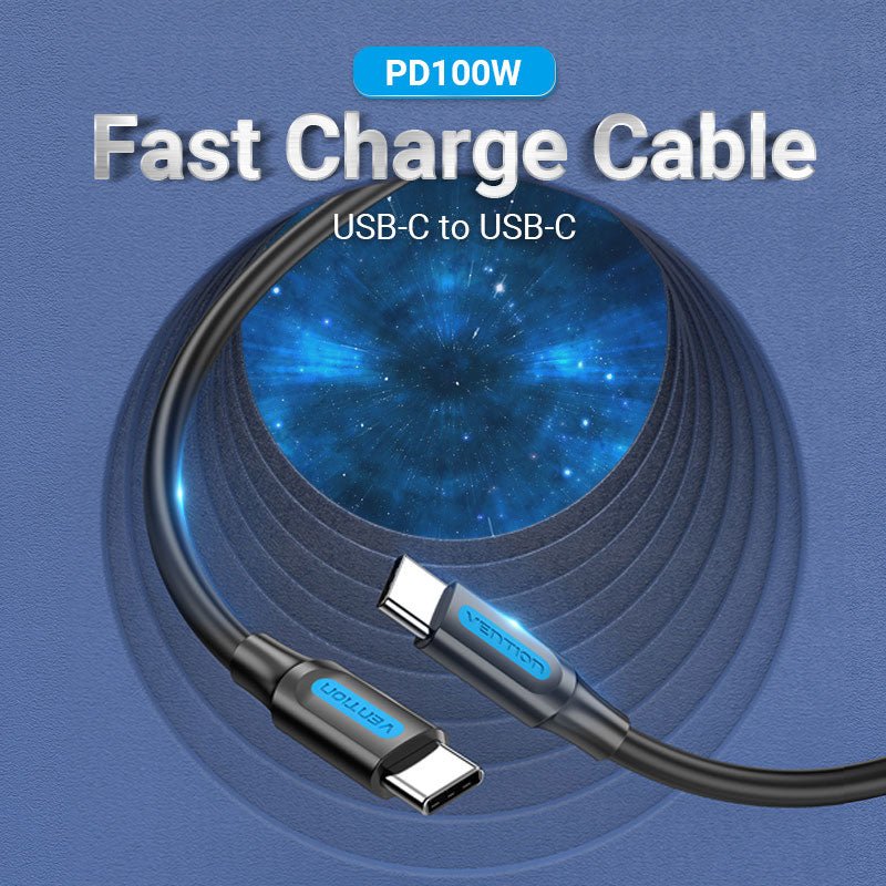 Vention USB 2.0 C Male to C Male  5A Cable Black PVC Type