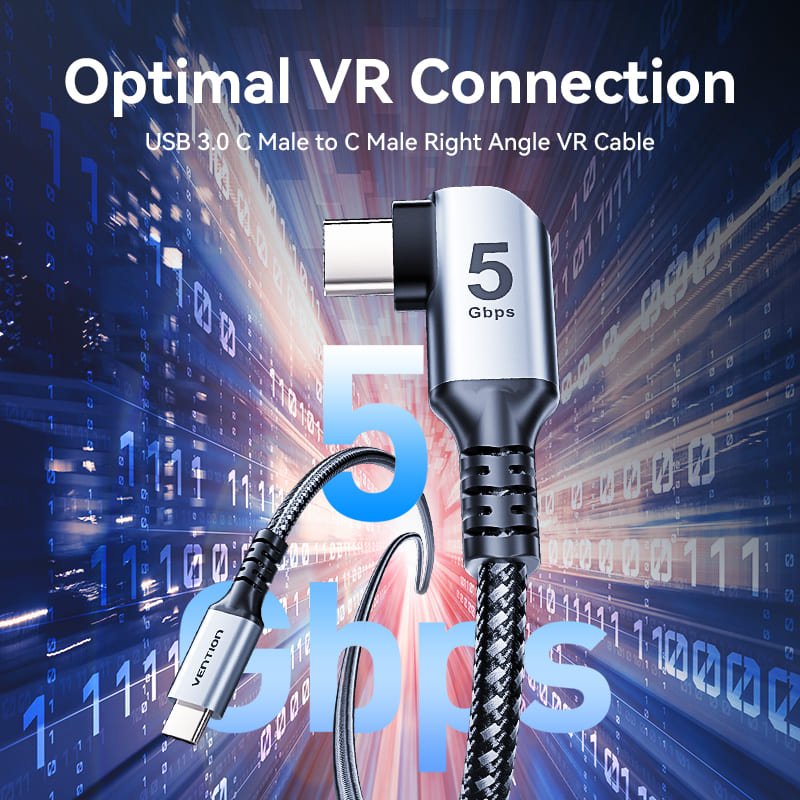 Vention USB 3.0 C Male to C Male Right Angle VR Cable Aluminum Alloy Type