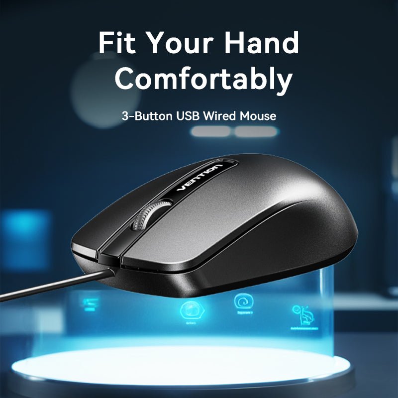 Vention 3-Button USB Wired Computer Mouse 1.5M Black