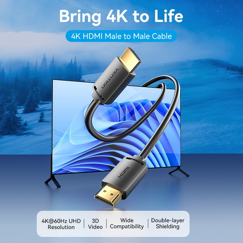Vention HDMI™-A Male to Male 4K HD Cable 1.5M Black