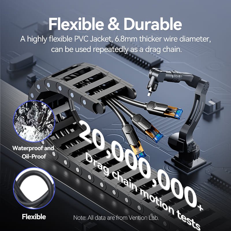 Vention Cat6A SFTP Industrial Drag Chain Ethernet Patch Cable