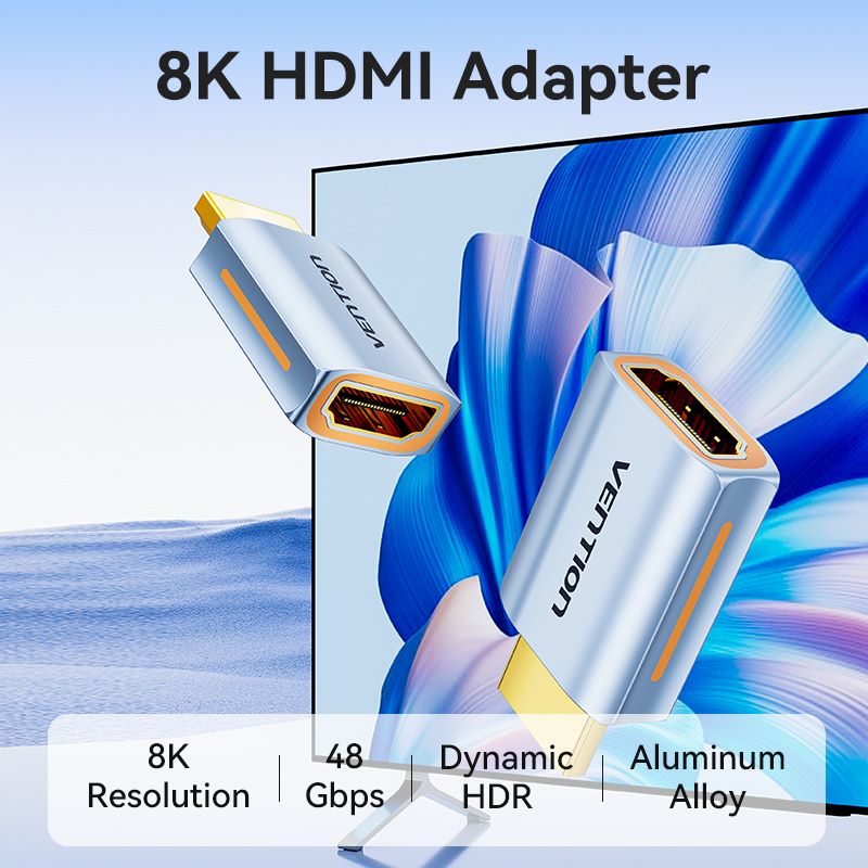 Vention HDMI™ Male to Female 8K Adapter Gray Aluminum Alloy Type