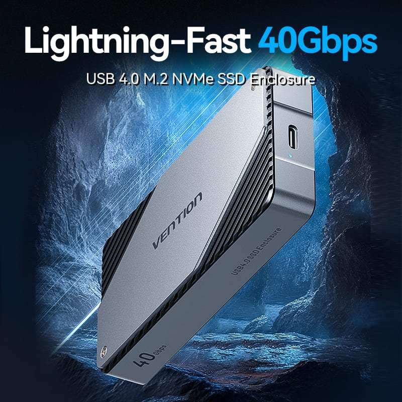 Vention USB 4.0 M.2 NVMe SSD Enclosure (USB 4.0 Type-C) Gray Aluminum Alloy Type