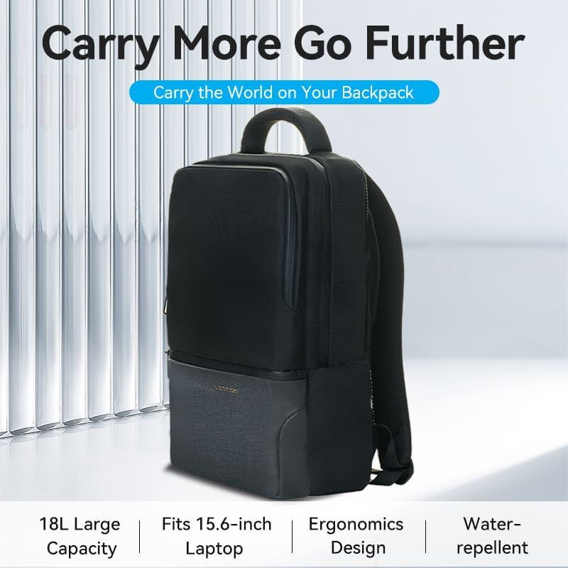 Water-Repellent Laptop Backpack Black