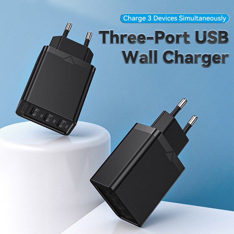 Vention 3-Port USB(A+A+A) Wall Charger(12W/12W/12W) EU-Plug