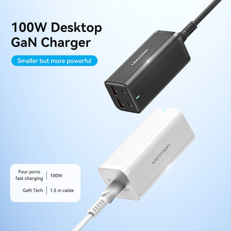 Vention 4-Port USB (C+C+A+A) GaN Charger (100W/100W/18W/18W) EU-Plug
