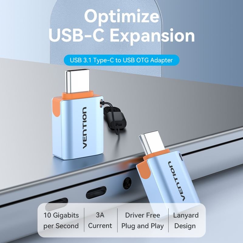 Vention USB 3.1 Type-C Male to USB Female OTG Adapter with Lanyard Aluminum Alloy Type