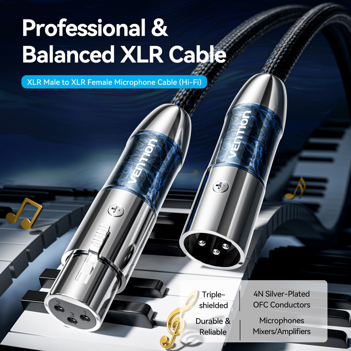 Vention XLR Male to XLR Female Microphone Cable (Hi-Fi)