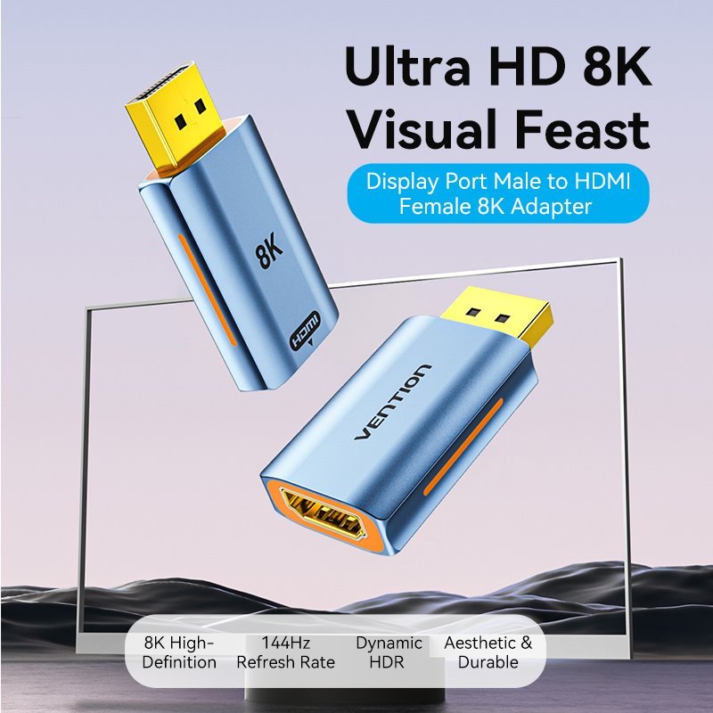 Vention DP Male to HDMI™-A Female 8K Adapter Gray Aluminum Alloy Type