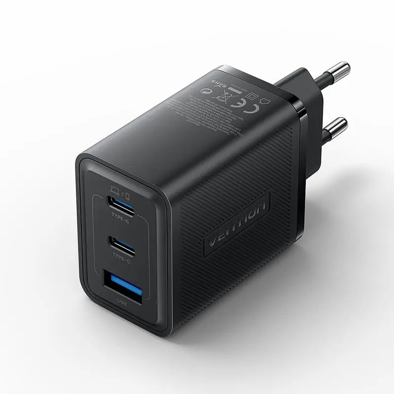 Vention 3-Port USB (C+C+A) GaN Charger (65W/65W/60W) EU-Plug