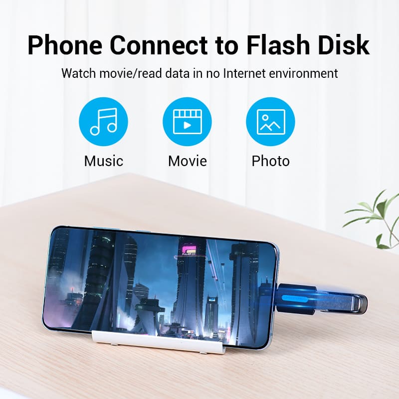 Vention USB-C Male to USB 2.0 Female OTG Adapter Black PVC Type