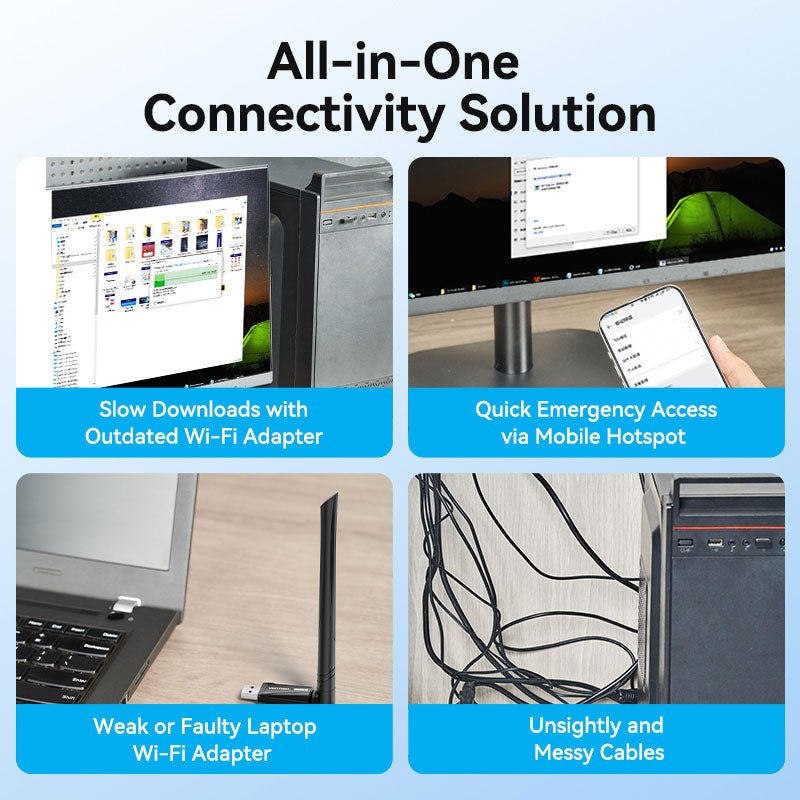 Vention AX900 USB Wi-Fi Dual Band Adapter With High Gain Antenna Black