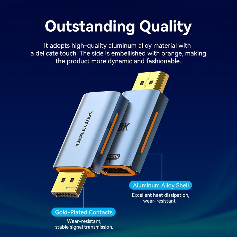 Vention DP Male to HDMI™-A Female 8K Adapter Gray Aluminum Alloy Type