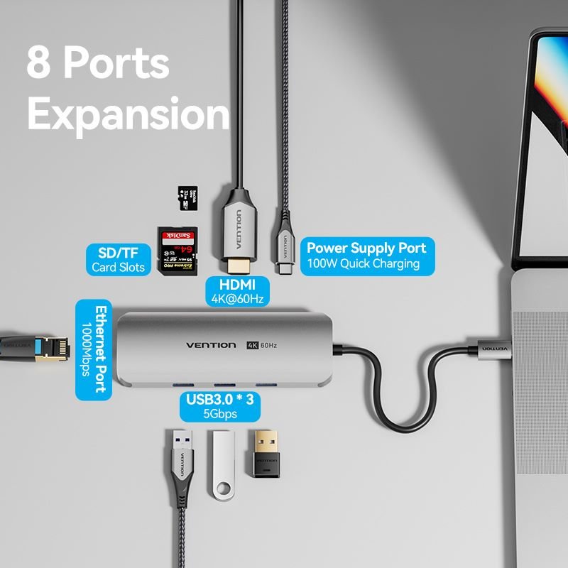 Vention 8-in-1 USB-C Docking Station