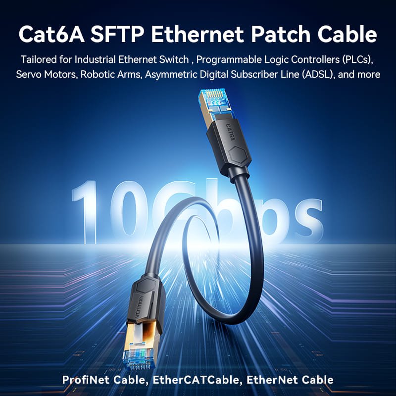 Vention Cat6A SFTP Industrial Drag Chain Ethernet Patch Cable