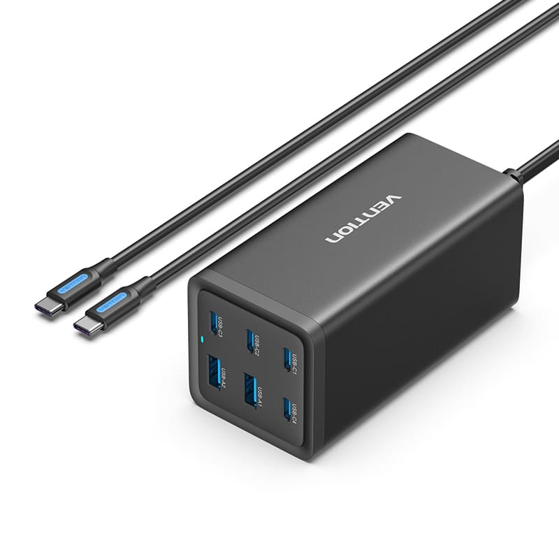 Vention 6-Port USB (C+C+C+C +A+A) Desktop GaN Charger (140W/140W/45W/20W/18W/18W) Plug