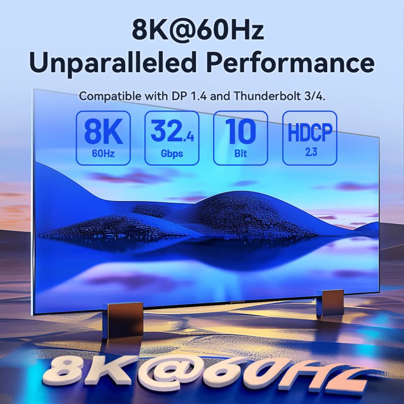 Vention 8K Bi-Directional USB-C to DisplayPort Cable