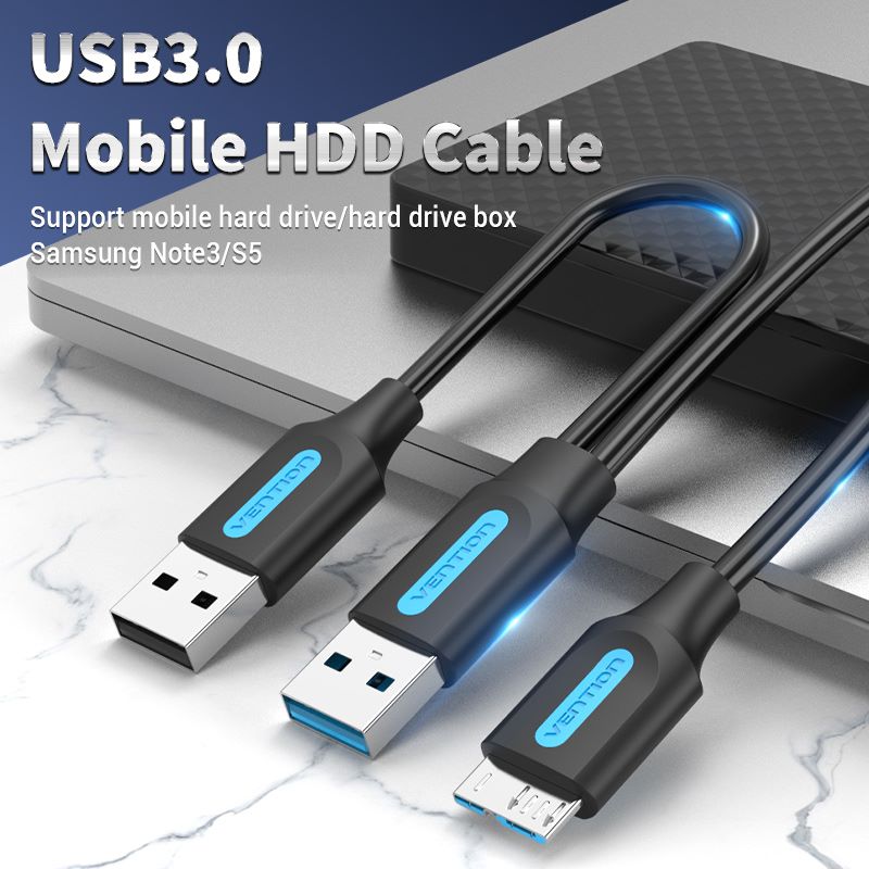 Vention  USB 3.0 A Male to Micro-B Male Cable with USB Power Supply PVC Type