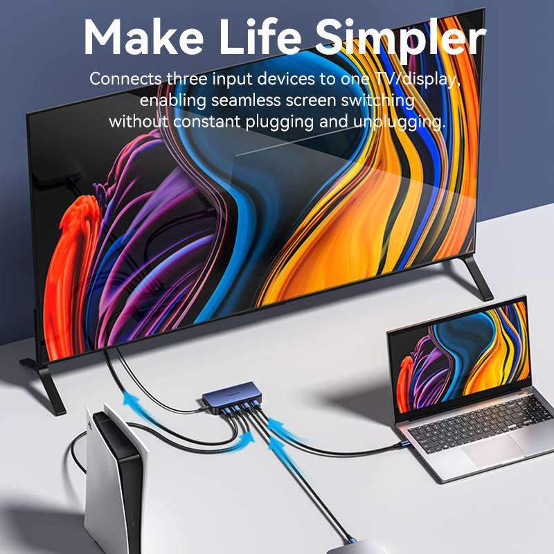 Vention 3 In 1 Out HDMI™ Switcher Blue Aluminum Alloy Type