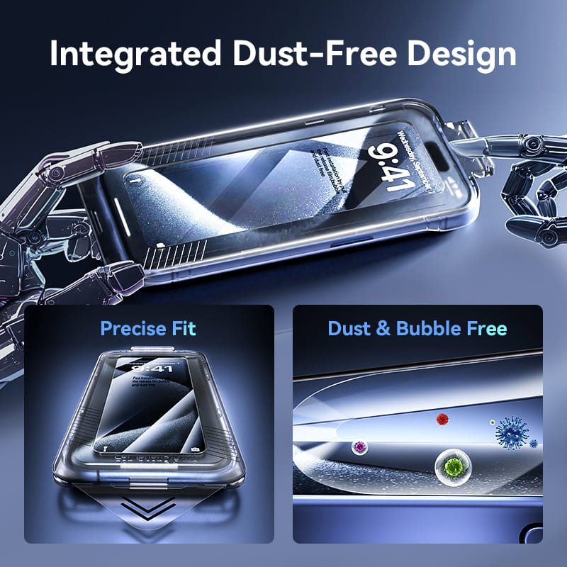 Vention HD Tempered Glass Screen Protector for iPhone 15 with Dust-Free Installation Tool