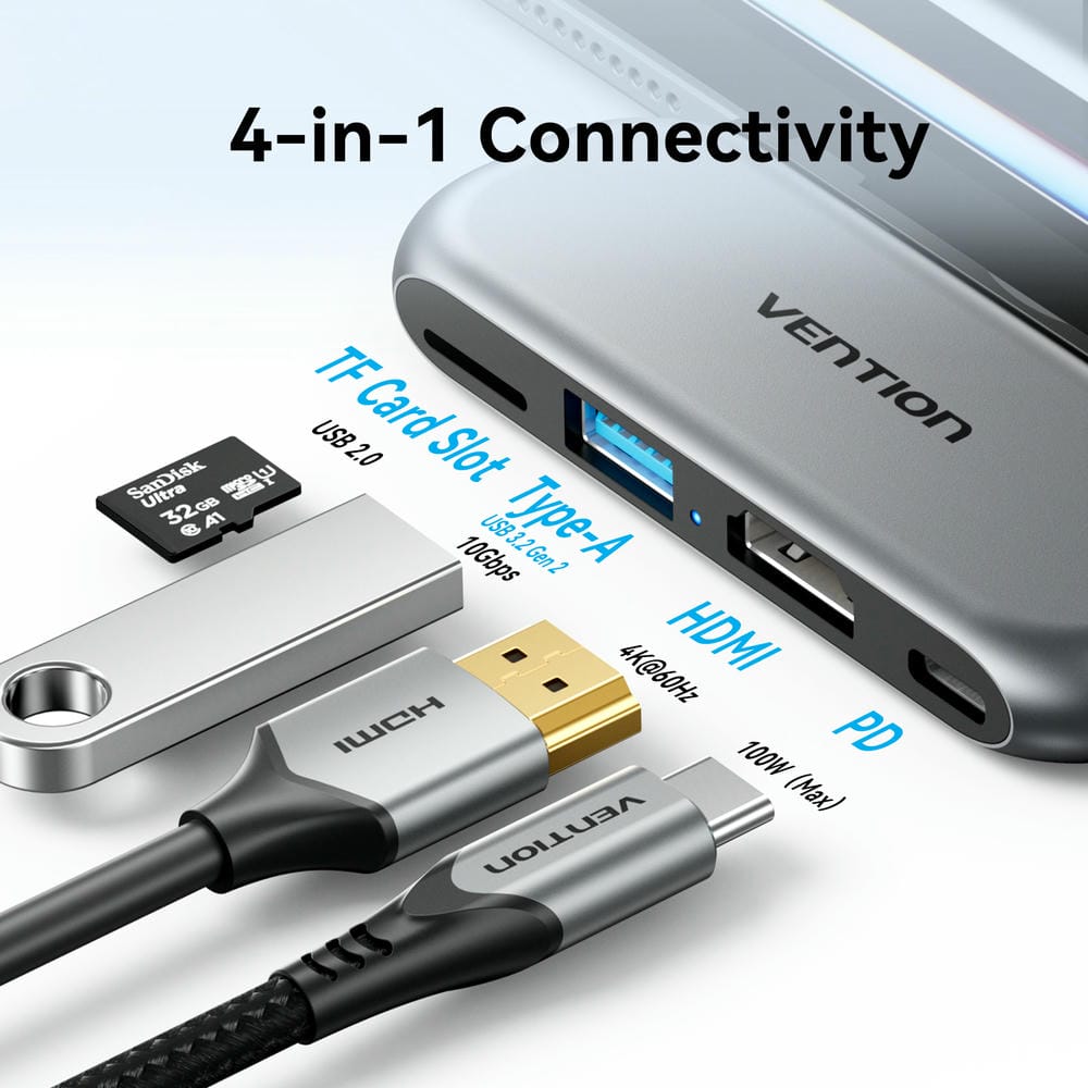 Vention 4-in-1 USB-C Cable-Free Docking Station