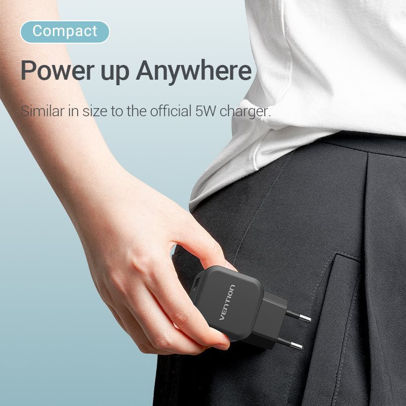 Vention 1-Port USB Wall Charger (18W) EU-Plug Black