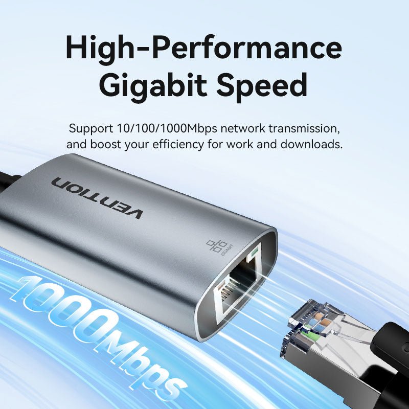 Vention USB-C to Gigabit Ethernet Adapter 0.15M Gray Aluminum Alloy Type