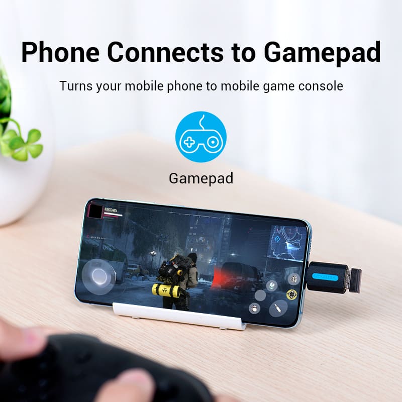 Vention USB-C Male to USB 2.0 Female OTG Adapter Black PVC Type