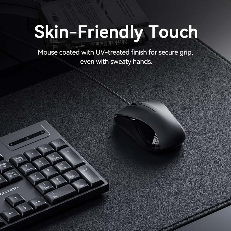 Vention USB Wired Full-Sized Silent Keyboard and Mouse Combo Black Slim Type