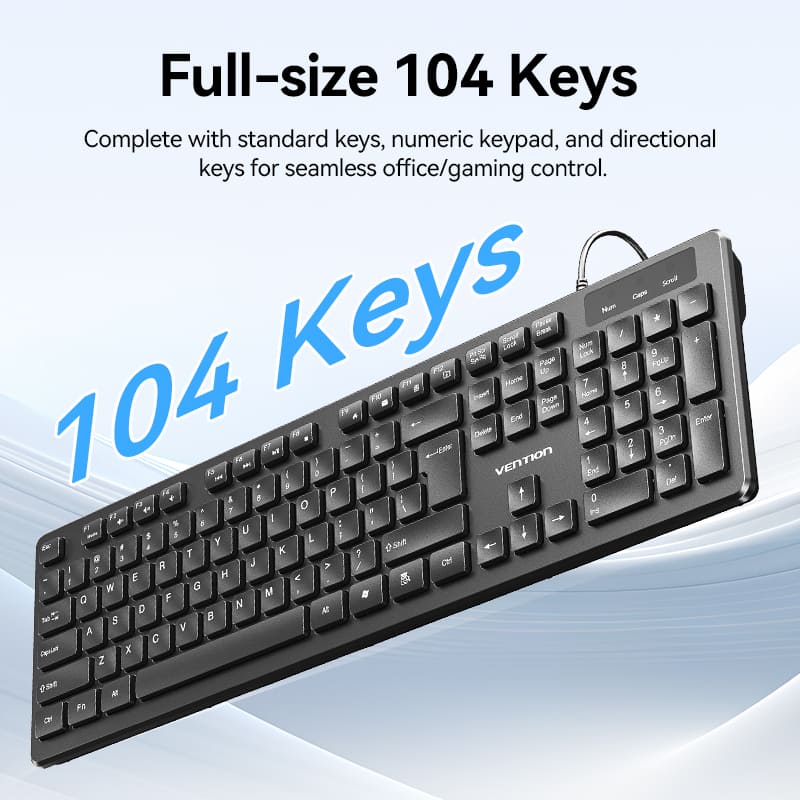 Vention USB Wired Full-Sized Keyboard and Mouse Combo Black Slim Type - US English Layout