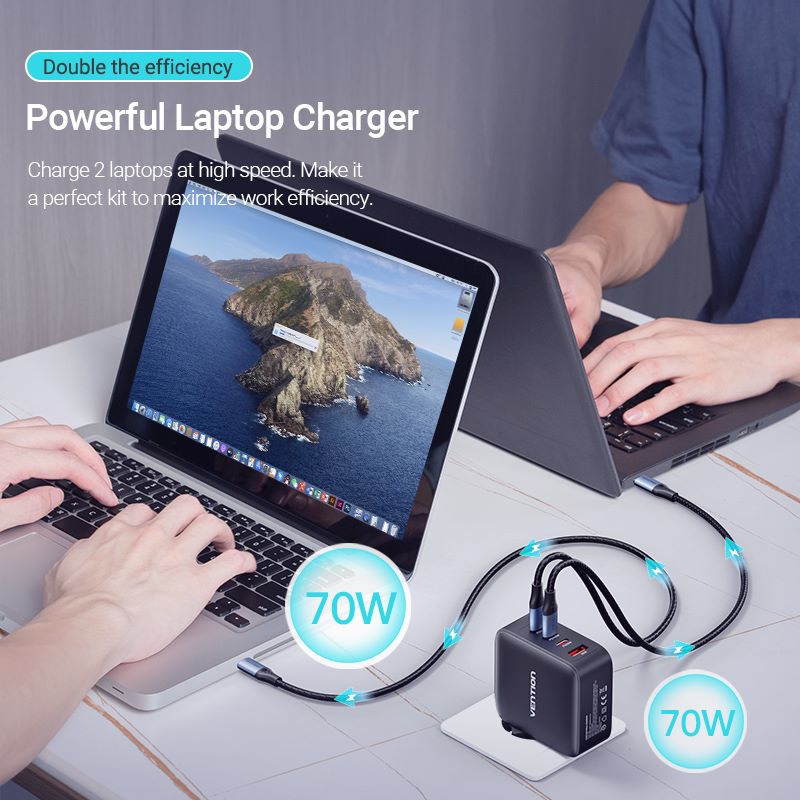 Vention 4-Port USB (C + C + C + A) GaN Charging Kit (140W/140W/30W/30W) EU-Plug