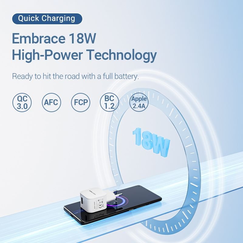Vention 1-Port USB Wall Charger (18W) EU-Plug Black