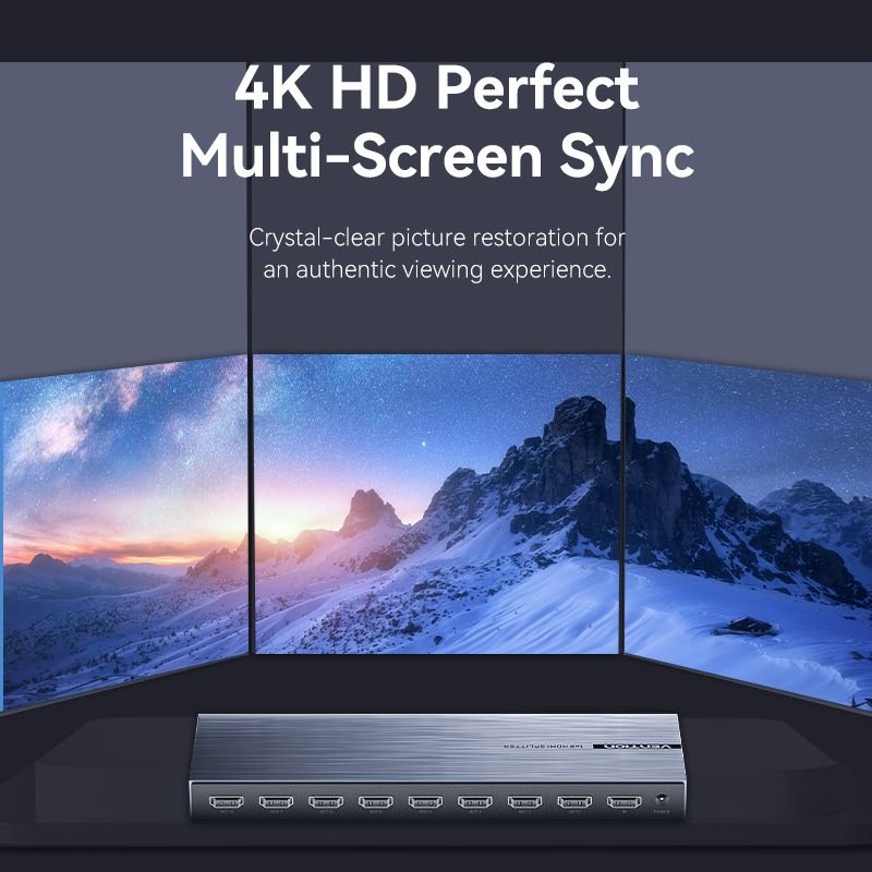 Vention 4K 1x8 HDMI™ Splitter Black Aluminum Alloy Type EU Standard
