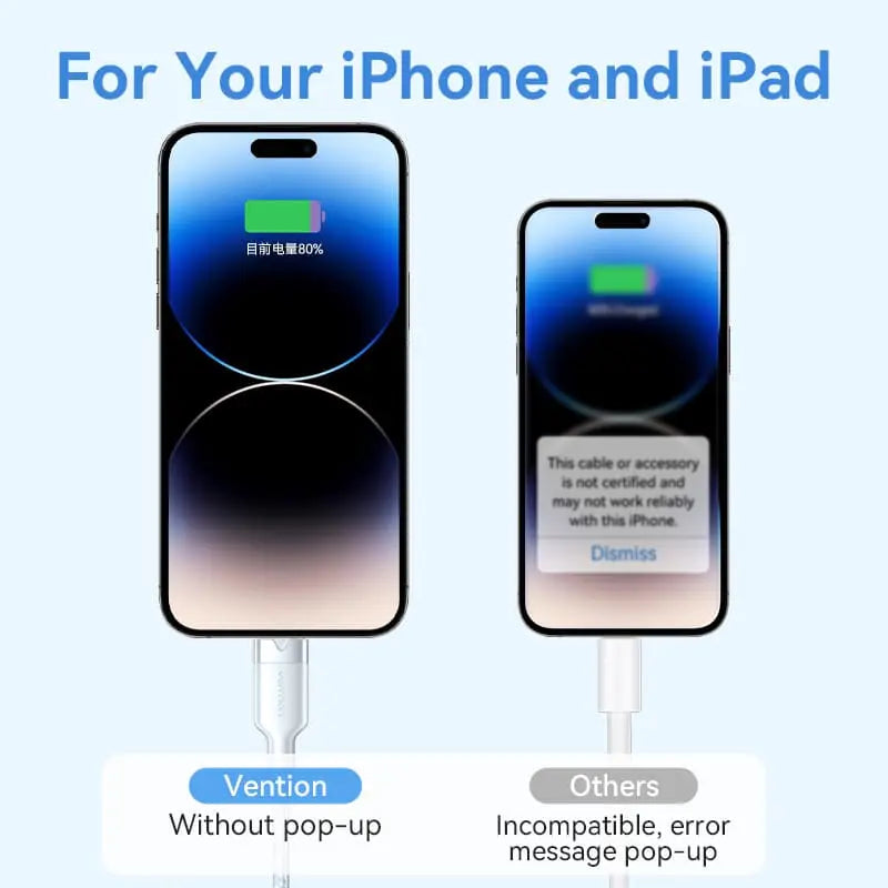 Vention USB 2.0 Type-A Male to Lightning Male 2.4A Cable Aluminum Alloy Type