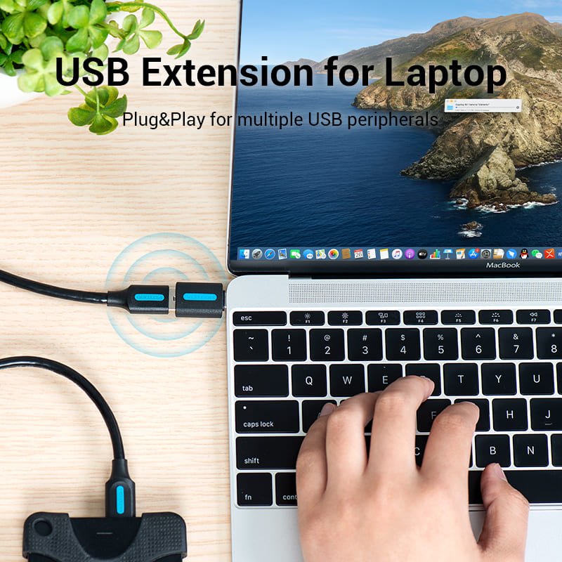 Vention USB-C Male to USB 2.0 Female OTG Adapter Black PVC Type