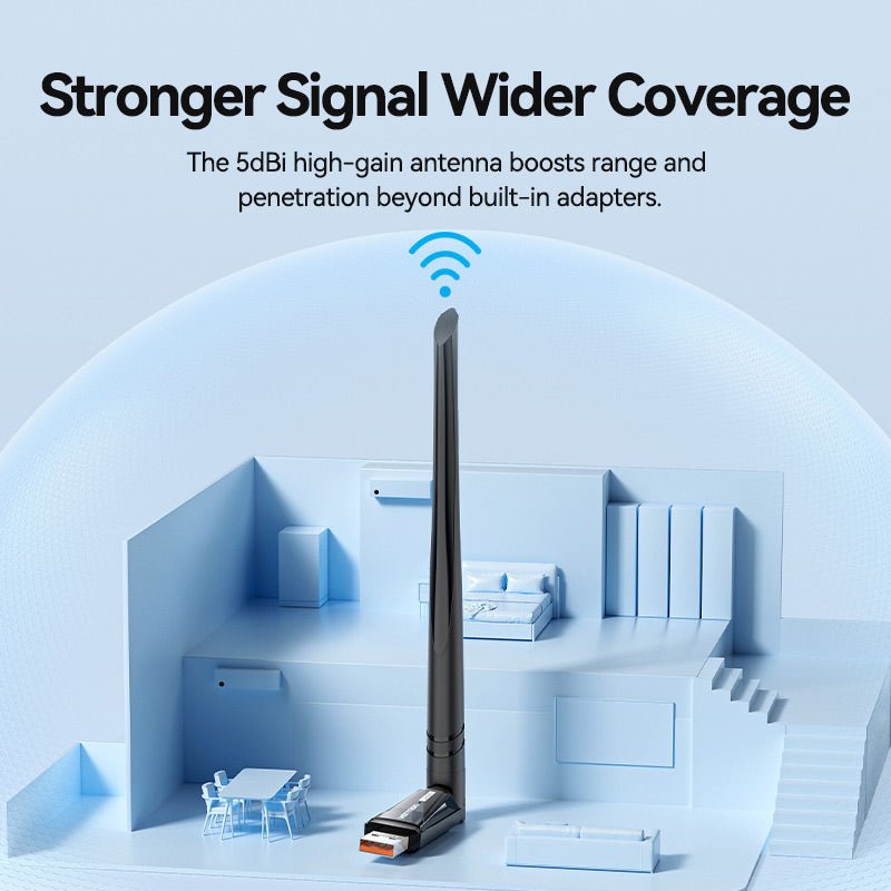 Vention AX900 USB Wi-Fi Dual Band Adapter With High Gain Antenna Black
