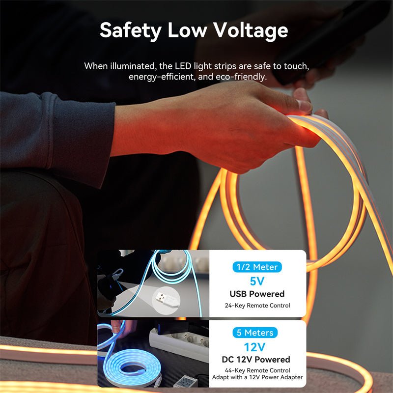 Vention Silicone Neon LED Strip Lights with IR Remote and USB 5V Power Supply