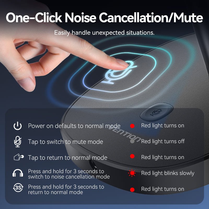 Vention USB Desktop Microphone with Mute Button Black