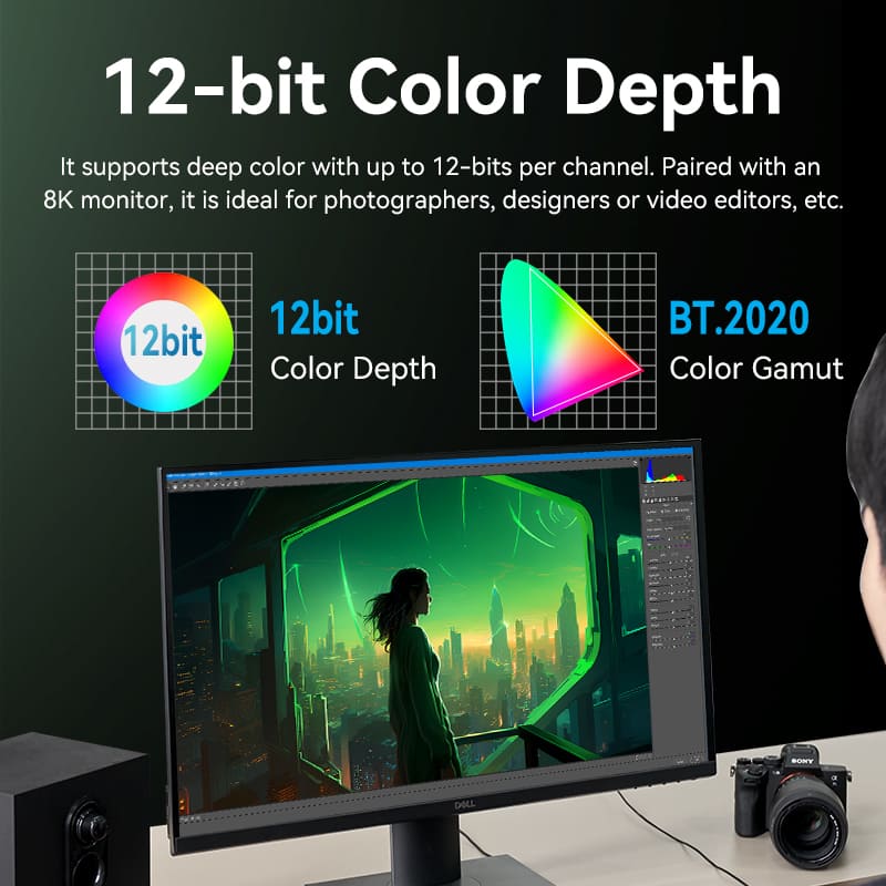 Vention Cotton Braided Ultra Thin HDMI™-A Male to Male HD Cable 8K  Green Aluminum Alloy Type