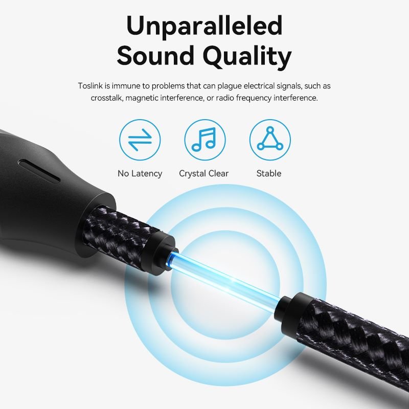 Vention 90-Degree Optical Audio Cable 0.5/1/1.5/2/3/5/10M Black Aluminum Alloy Type