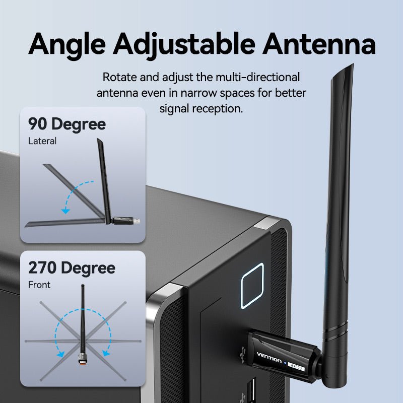 Vention AX900 USB Wi-Fi Dual Band Adapter With High Gain Antenna Black