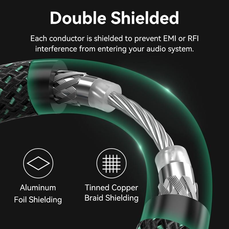 Vention Cotton Braided RCA Male to Male Coaxial Audio Cable 0.5/1/1.5/2/3/5/8/10M Green Copper Type