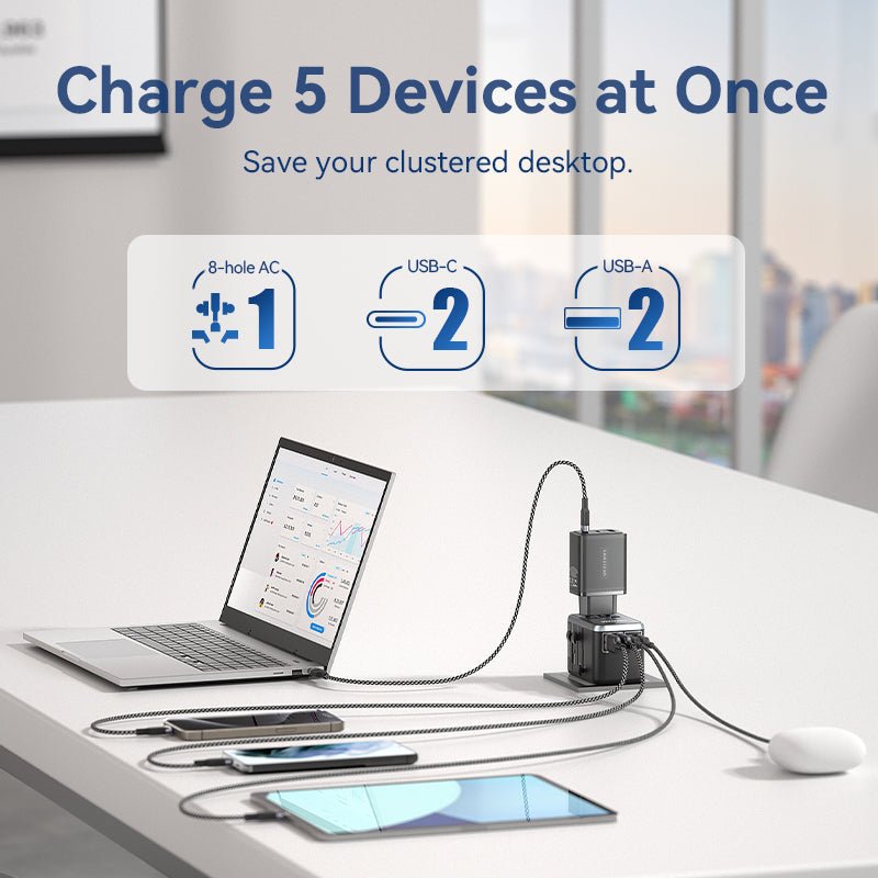 Vention 4-Port USB (C+C+A+A) GaN Universal Travel Adapter (65W/65W/60W/5W)